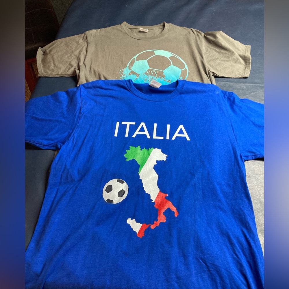 Soccer Shirt T-shirt Bundle 2 Men’s Large New Italy Blue Gray